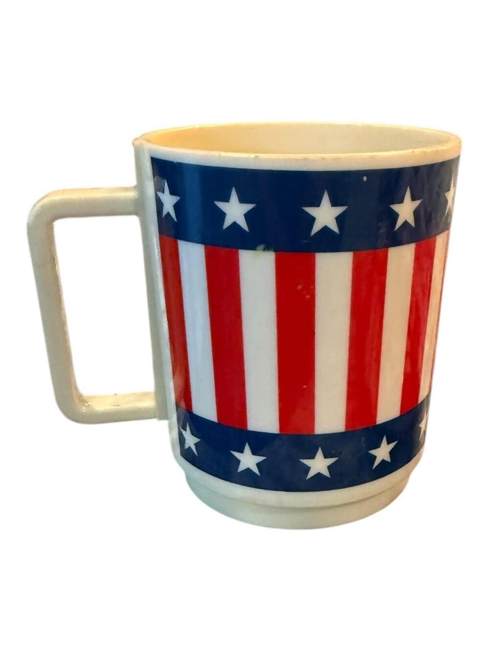 Vintage DEKA Elizabeth American Flag Plastic Coffee Mug